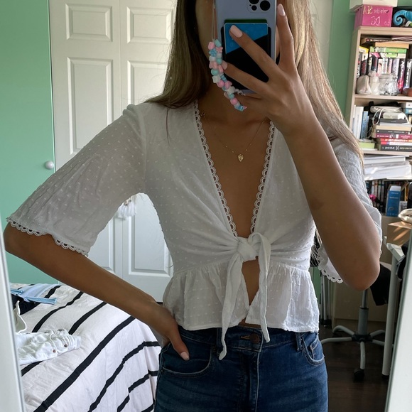 White tie peplum top - Picture 5 of 5